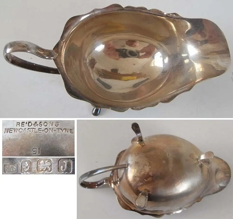 Englischer Sahnegießer 925 Silber Birmingham 1933 Reid & Sons 2