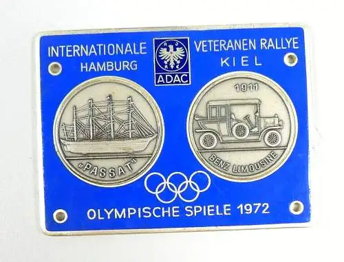 emaillierte Plakette ADAC 1972 Olympische Spiele Veteranen Rallye Kiel