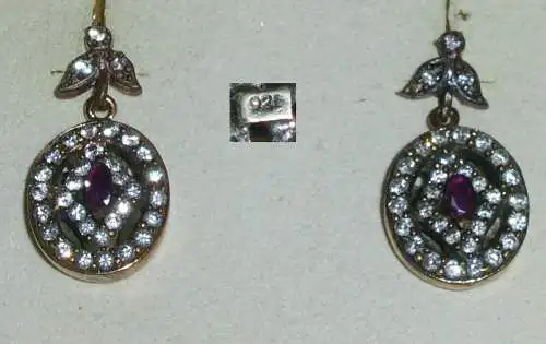Ohrringe/Stecker aus 925er Silber mit Amethyst und weißen Steinen  (da4167)
