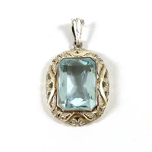 Anhänger aus 800 Silber  mit aquamarinfarbenen Stein