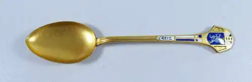 alter Jugendstil Kaffeelöffel aus Alpaka vergoldet Greiz