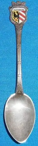 alter Sammler-Andenken-Löffel, Nürnberg 800 Silber m. Wappen aus Emaille
