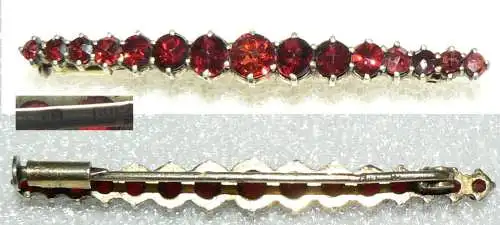 Granat-Brosche aus 800 Silber vergoldet, 3,4 Gramm, (da2818)