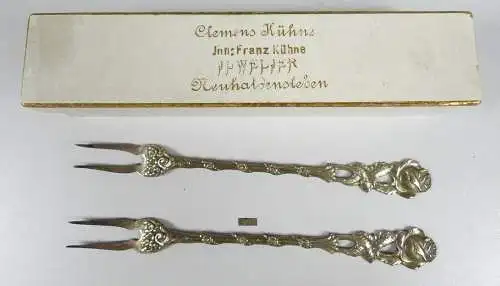 2 alte Vorlegegabel aus 800 Silbe mit Rose in OVP   (da5575)