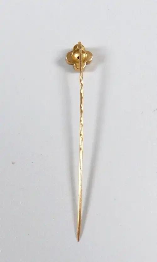 Krawattennadel aus 585 Gold mit kleinem Rubin und Perlen 2