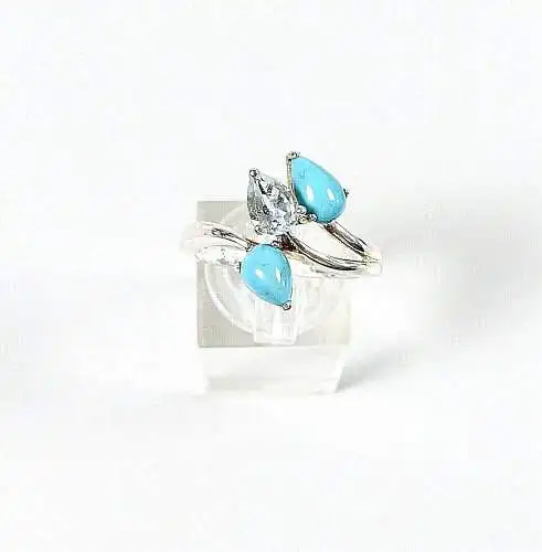 Ring aus 925 Silber mit Aquamarin und Türkis, Gr. 60/Ø 19,1 mm  (da6695)
