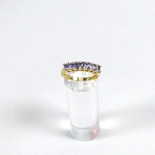Ring aus 925 Silber  vergoldet mit aquamarinfarbenen  Steinen  Größe 57