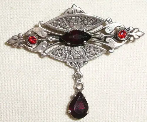 Brosche mit Granate 925 Silber