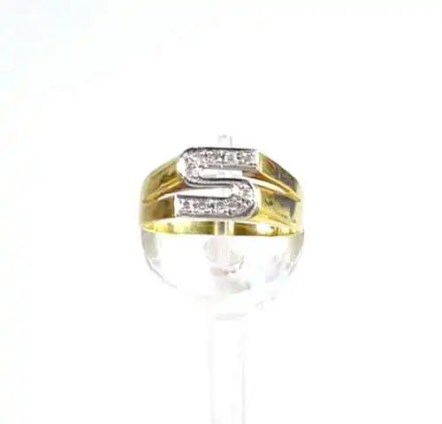 Ring aus 585 Gold  mit 10 Diamanten  Initiale S  Größe 62