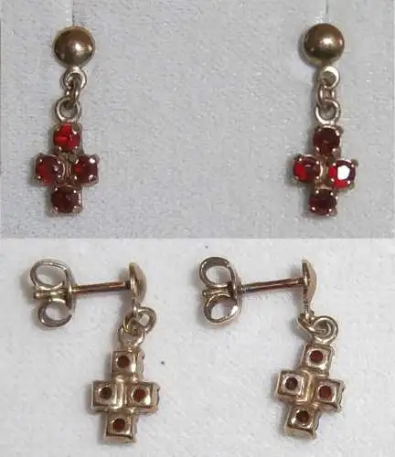 Ohringe/Stecker aus 333 Gold mit Granate