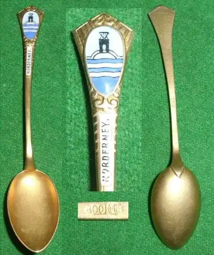 original alter Sammler-Löffel aus 800 Silber Norderney mit Wappen aus Emaille