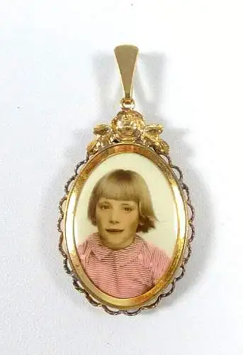 alter Double Anhänger mit Kinderbild