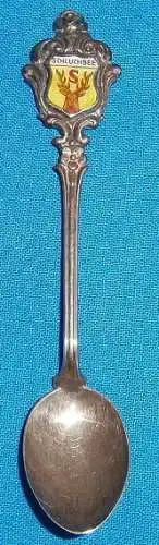 alter Sammler-Andenken-Löffel, Schluchsee 800 Silber m. Wappen aus Emaille
