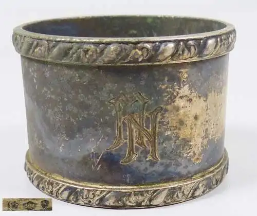 Serviettenring aus 800 Silber mit Ziermonogramm MN (da6020)