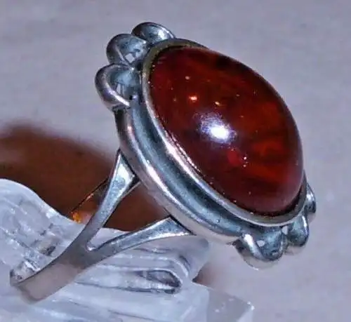 Toller Ring aus 925er Silber mit Bernstein/Amber, Gr. 56 (da1444)
