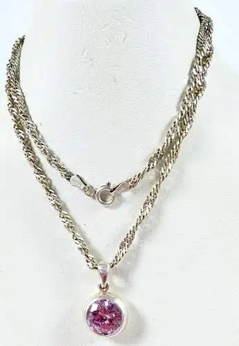 Kette mit Anhänger aus 925  Silber mit Rosenquarz   (da6872)