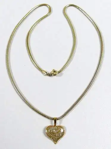 Herz Anhänger aus 925 Silber vergoldet mit Kette aus 925 Silber vergoldet