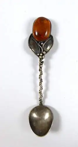 alter Silberlöffel aus 925 Silber mit Bernstein Naturbernstein Amber