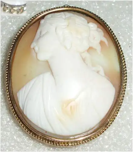 Tolle alte Brosche/Anhänger Gemme mit Fassung aus 333er Gold (da3104)