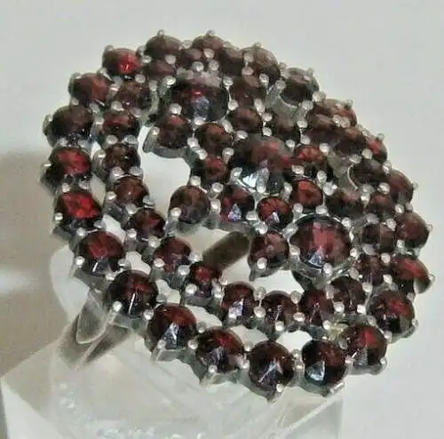 Ring 800er Silber mit großem Ringkopf mit Granate  (d2312)
