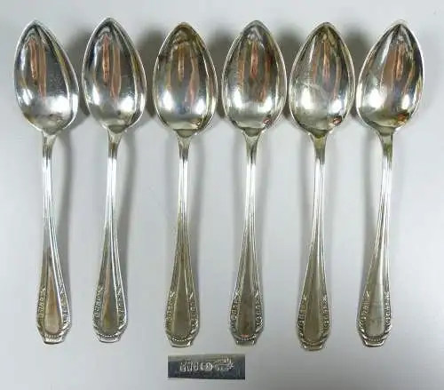 6 Kaffeelöffel aus 800 Silber mit Blumen um 1920   (da5520)