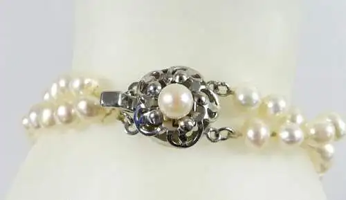 Zuchtperlen Armband zweireihig mit Verschluß aus Silber