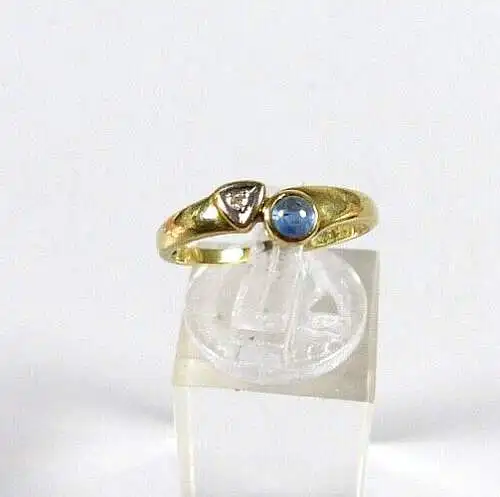 Ring aus 333 Gold mit Saphir und Diamant 0,02 ct.  Größe 58