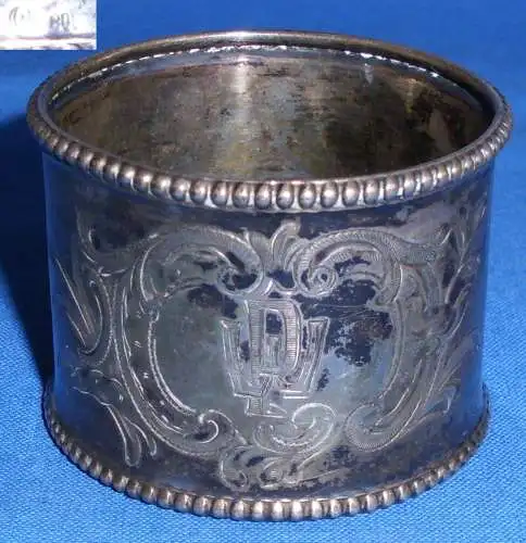 sehr schöner Serviettenring mit Monogramm "PW" aus 800er Silber (da2924)