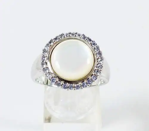 Ring aus 925 Silber mit Perlmutt, signiert MDT., Gr. 67/Ø 21,3 mm  (da6712)