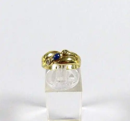 Ring aus 333 Gold mit Saphir und Diamanten je 0,02 ct.  Größe 56
