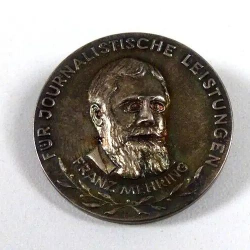 original alte DDR Franz Mehring Ehrenmedaille 900 Silber Bartel 457