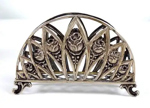 Serviettenhalter aus massivem 800 Silber  mit Rosen  55,5 Gramm