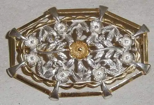 Brosche 800 Silber teilvergoldet