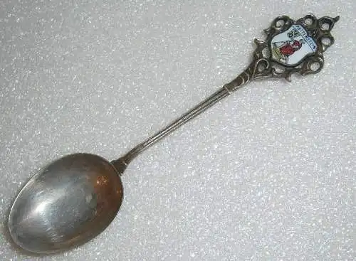Toller Sammler-Löffel POTTENSTEIN aus 800 Silber mit Wappen aus Emaille