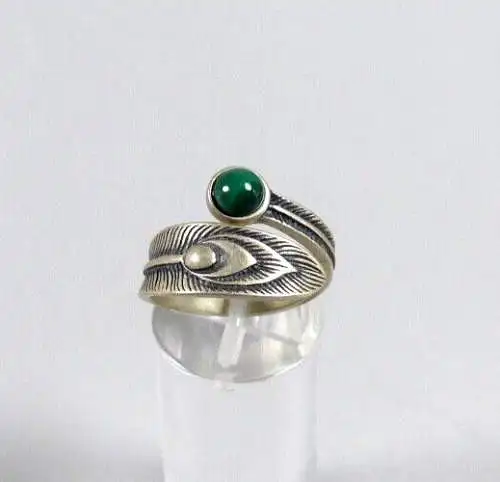 Ring aus 925 Silber  mit Malachit  Größe 56