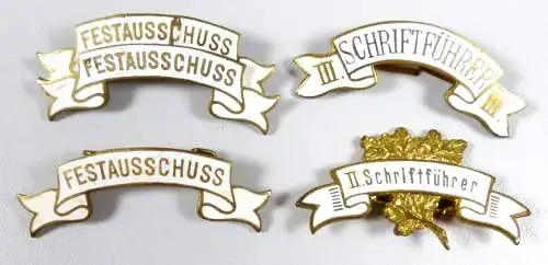 5 alte emaillierte Broschen Schriftführer Festausschuss und andere