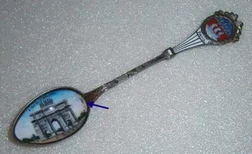 Toller Sammler-Löffel PARIS mit Wappen und Laffe aus Emaille