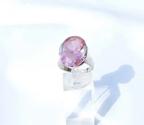 Ring  aus 925 Silber  mit Rosenquarz Größe 60