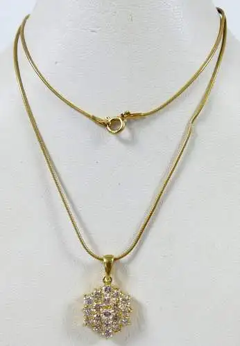 Kette und Anhänger aus 925 Silber vergoldet  mit weißen Edelsteinen    (da6513)