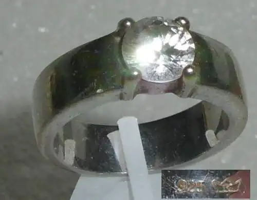 Ring aus 925er Silber mit weißem Stein, Gr. 57 Ø 18,1 mm (da3954)