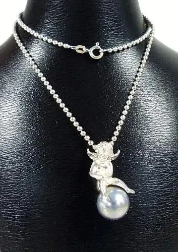 925 Silberkette mit Engel auf Kugel