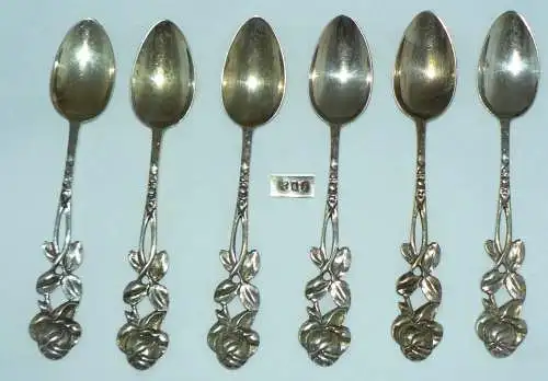 6 tolle alte Kaffeelöffel mit Rose aus 800 Silber (da4325)