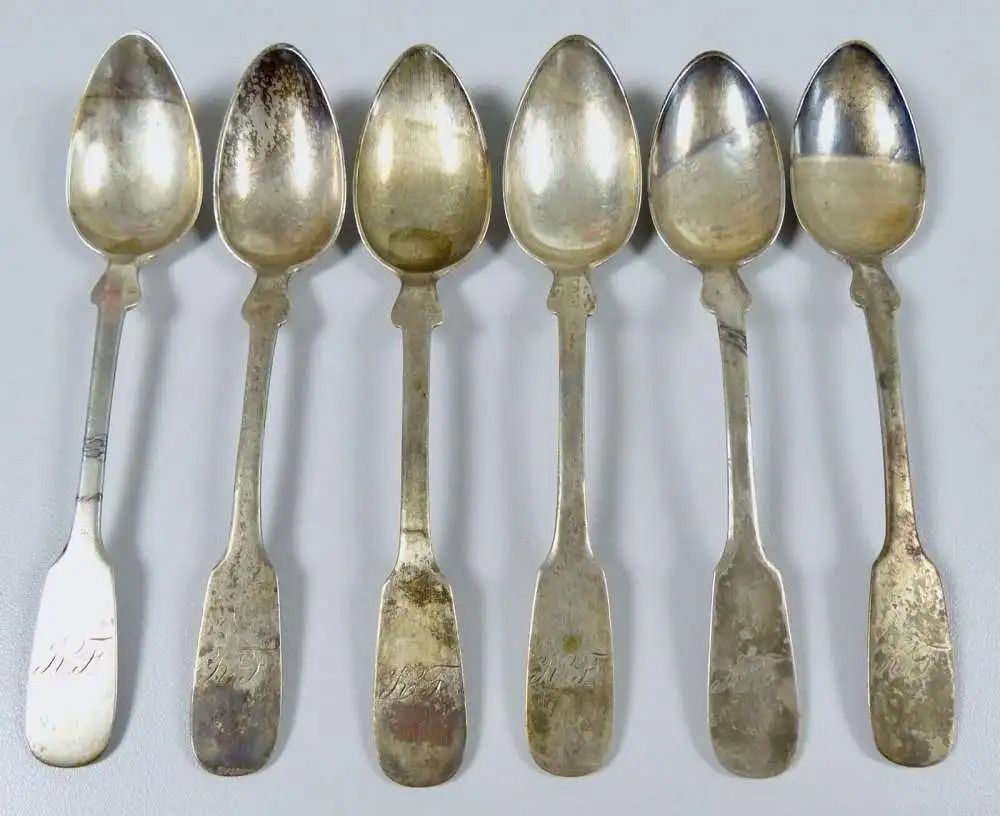 6 Gründerzeit Kaffeelöffel aus massivem 800 Silber   (da6418) 0