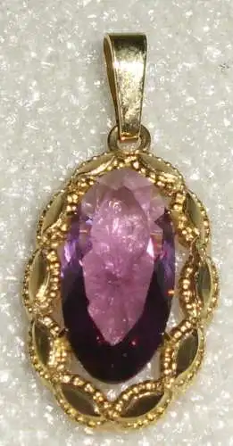 Anhänger aus 333er Gelbgold mit amethystfarbenen Stein  (da3460)