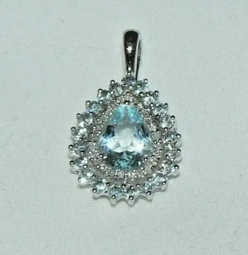 Anhänger aus 585er Gold mit Aquamarin  und Zirkonia  (da4428)