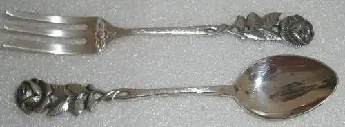 Augsburger Rose 6 Kaffeelöffel und 6 Kuchengabeln 100 Silberauflage