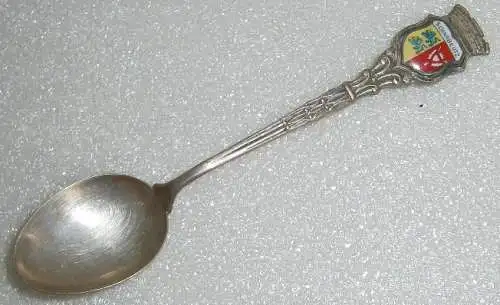 Toller Sammler-Löffel SCHARBEUTZ aus 800 Silber mit Wappen aus Emaille