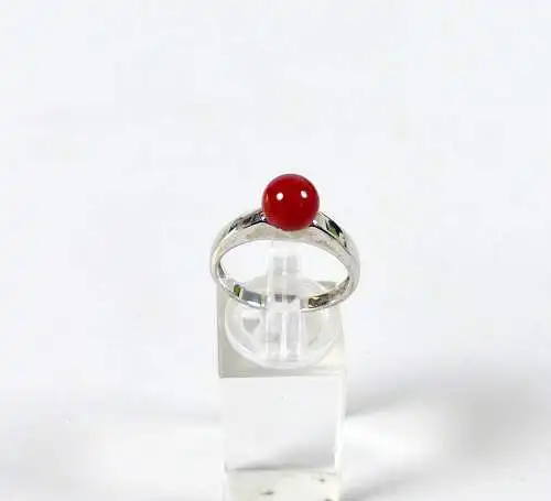 Ring aus 925 Silber mit korallenfarbener Perle, Gr. 60/Ø 19,1 mm  (da6748)