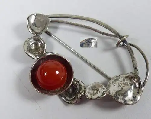 Antike Designer-Brosche aus 925 Silber mit Bernstein/Amber (da4921)