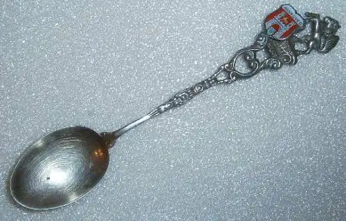 Toller Sammler-Löffel HANNOVER aus 800 Silber mit Wappen aus Emaille